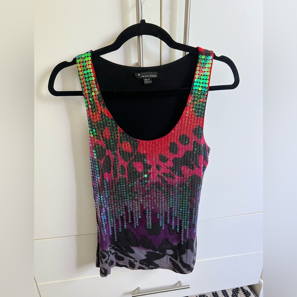 🪩 Multicolor/Graphic Sequin Tank Top 🪩